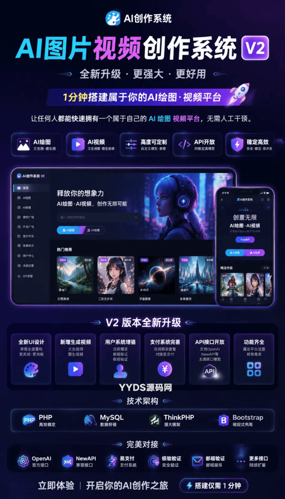 图片[1]-基于网站源码,游戏源码,小程序源码,Ai源码,网站开发,主题源码,软件开发,游戏辅助,游戏科技,手机软件,苹果系统,安卓软件等AI图片视频创作系统 v2